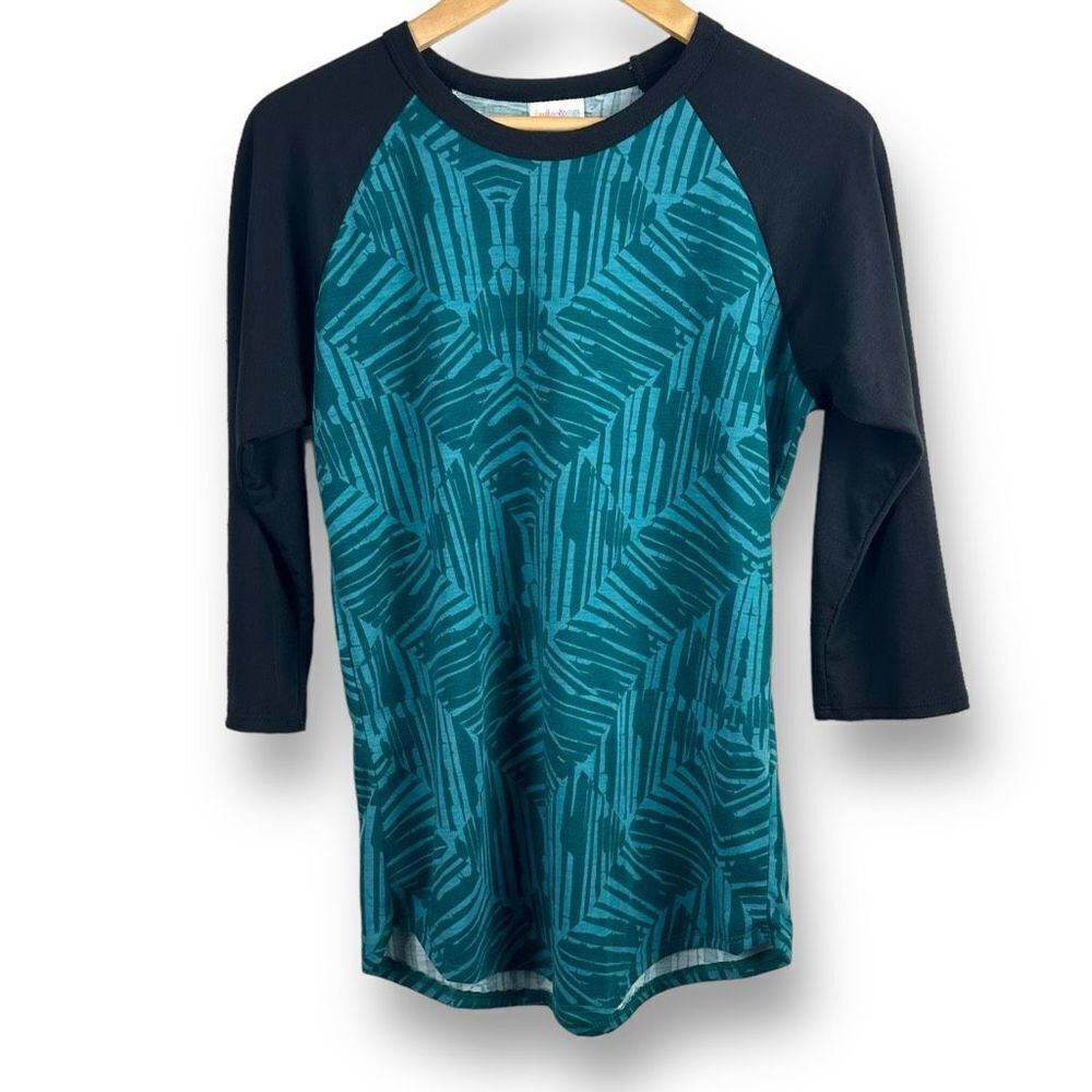 LuLaRoe Randy teal and black 3/4 sleeve baseball T-shirt size S